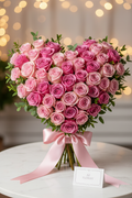 40 Pink Roses Heart Shape Valentine Arrangement